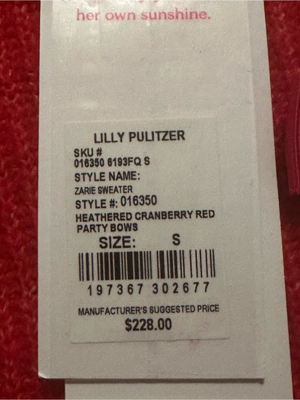 Lilly Pulitzer Zarie Sweater Heartherd
Cranberry Red Party Bows - Picture 9 of 12